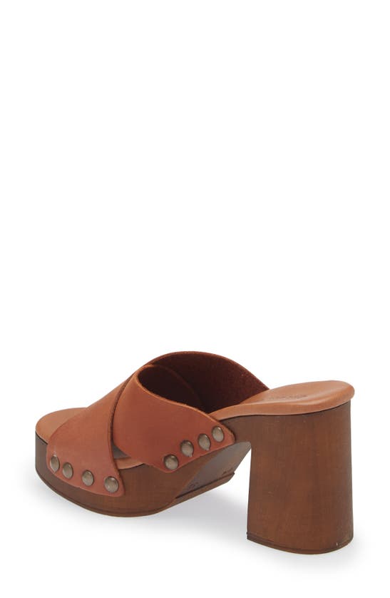 Chocolat Blu Hedy Platform Slide Sandal In Cognac Leather