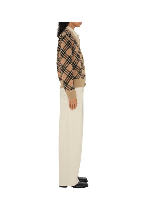 Burberry Check Jacquard Cashmere Cardigan In Sand