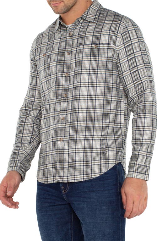 Liverpool Plaid Double Pocket Button-up Shirt In Ivory Navy Olive