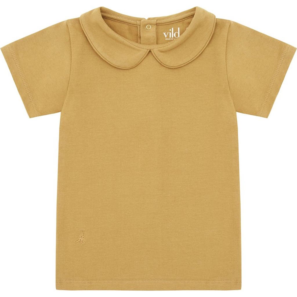 Vild House Of Little Ss Organic Cotton Collared Shirt In Clever Camel