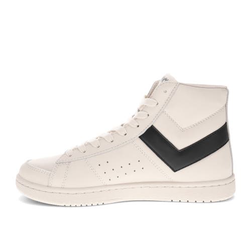 Pony Mens M-80 High Genuine Leather Premium Lace Up Athletic Sneaker Shoe In Off White/black