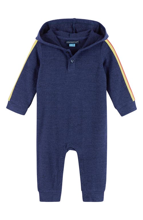 Andy & Evan Hacci Hooded Romper in Navy at Nordstrom, Size 12-18 M