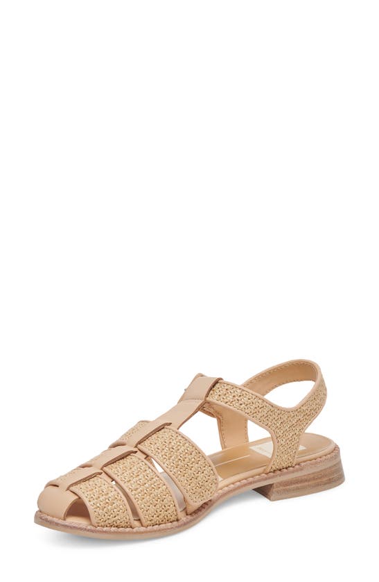Dolce Vita Holis Womens Cushioned Footbed Leather Strappy Sandals In Light Natural Raffia