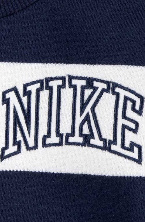 Shop Nike Kids' Sportswear Club Stripe Crewneck Sweatshirt & Joggers Set In Midnight Navy