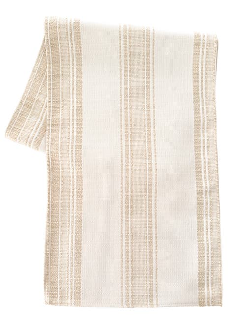 Anaya Beach Club Stripe Indoor Outdoor Table Runner In Beige Stripe