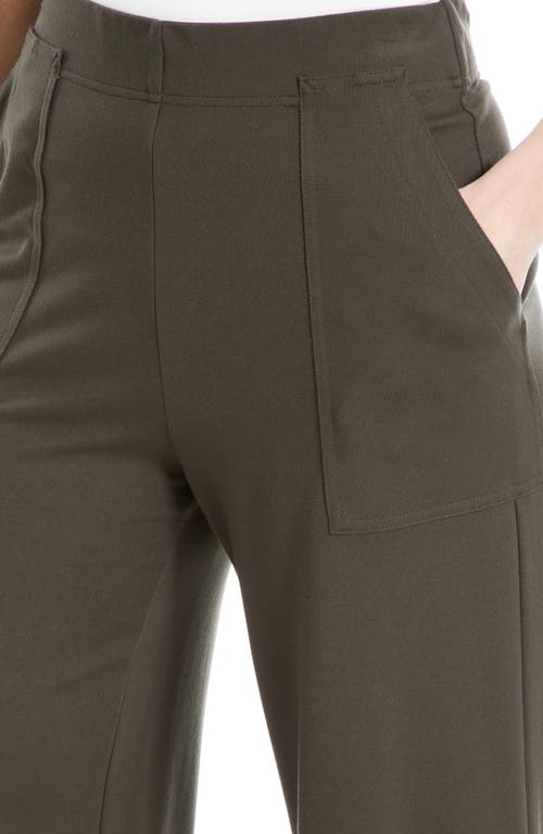Max Studio Ponte Crop Wide Leg Pull-on Pants In Loden-loden