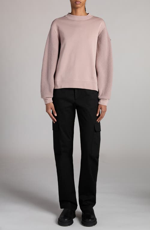 Shop Moncler Mixed Media Virgin Wool & Cotton Sweatshirt In Etherea