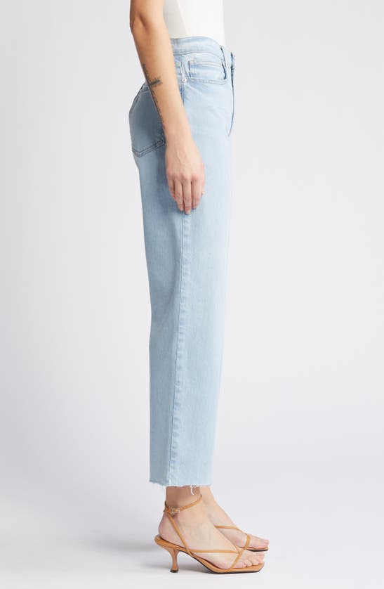 Shop Frame Le Jane High Waist Raw Hem Ankle Straight Leg Jeans In Soap