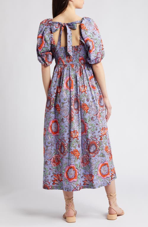 Shop Cleobella Darlene Floral Organic Cotton Poplin Midi Dress In Manika Print