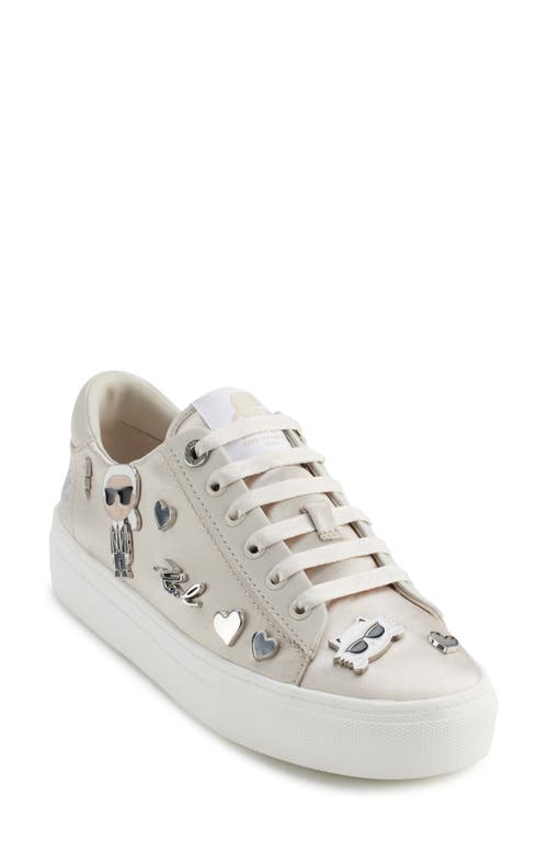 Shop Karl Lagerfeld Paris Cate Pins Platform Sneaker In Soft White