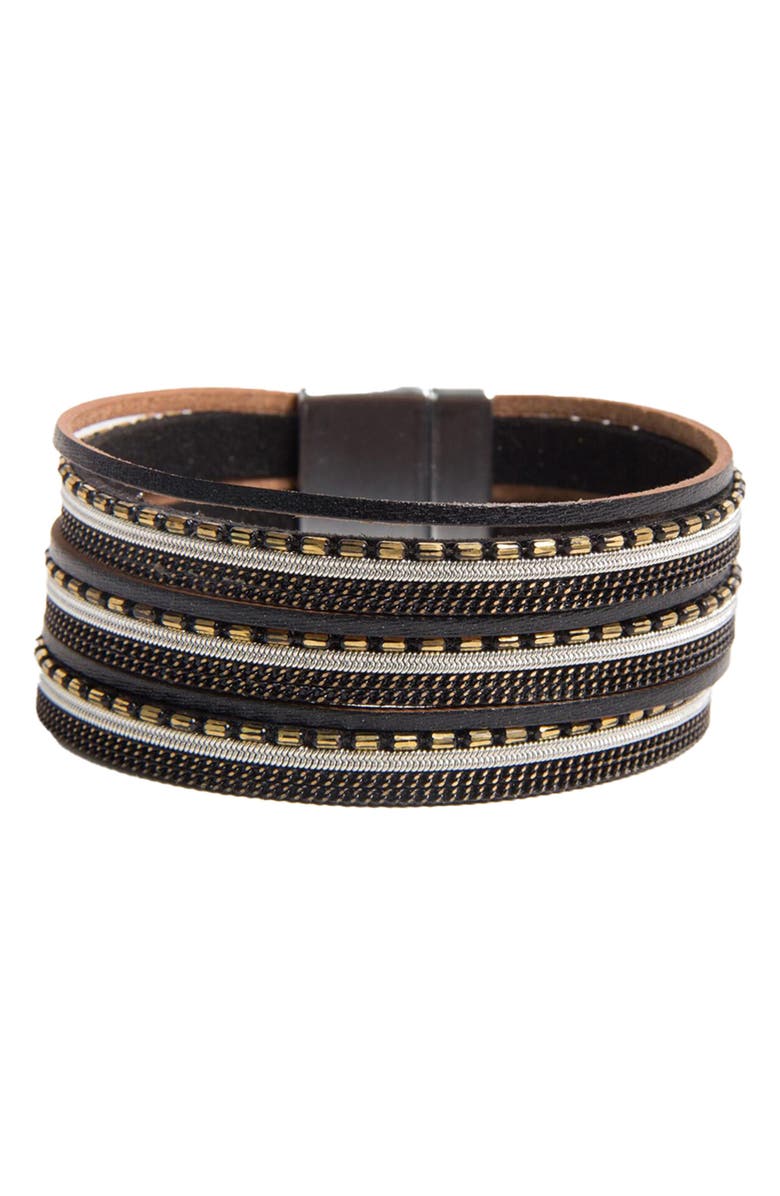 Striped pad Induce SAACHI Embellished Multi-Strand Leather Bracelet | Nordstromrack