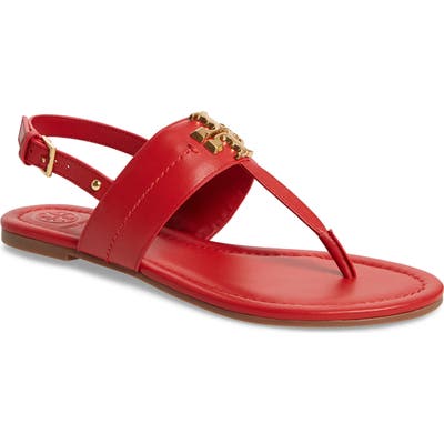 Tory Burch Everly T-Strap Flat Sandal- Red