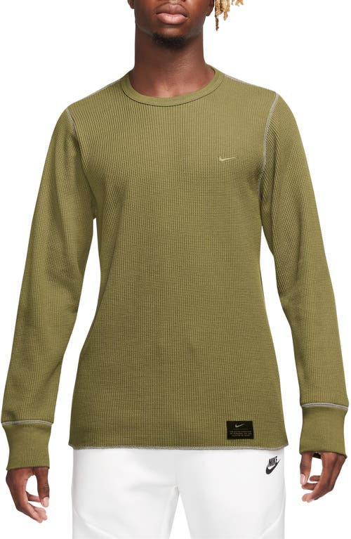 Nike Heavyweight Waffle Knit Top In Pacific Moss/olive