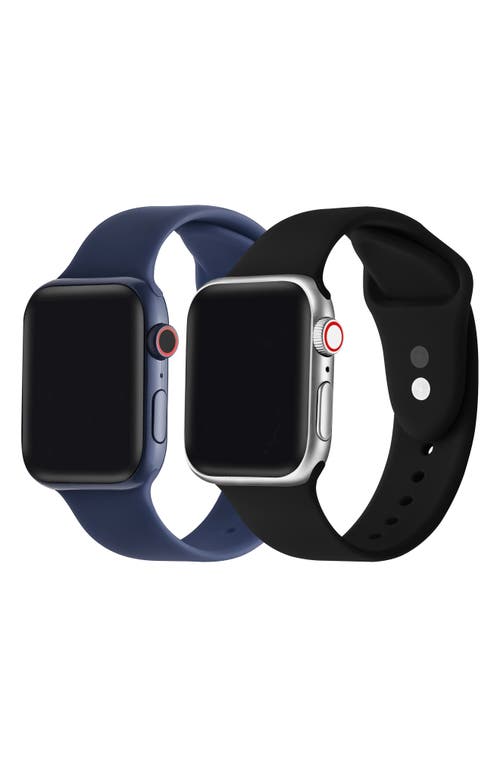 Assorted 2-Pack Silicone Apple Watch Watchbands in Black/Navy