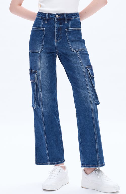 Shop Bayeas High Waist Wide Leg Cargo Jeans In Indigo Rock