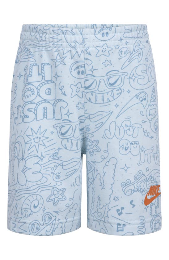 Shop Nike Kids' Swoosh Graphic T-shirt & Sweat Shorts Set In Glacier Blue