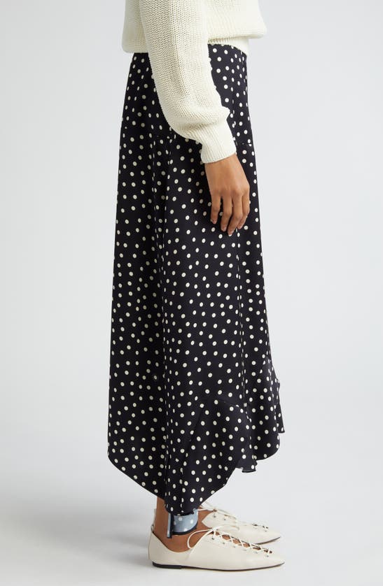 Shop Stella Mccartney Polka Dot Handkerchief Hem Maxi Skirt In 1028 - Black/ Cream