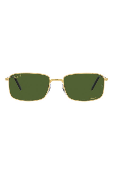 60mm Polarized Rectangular Sunglasses