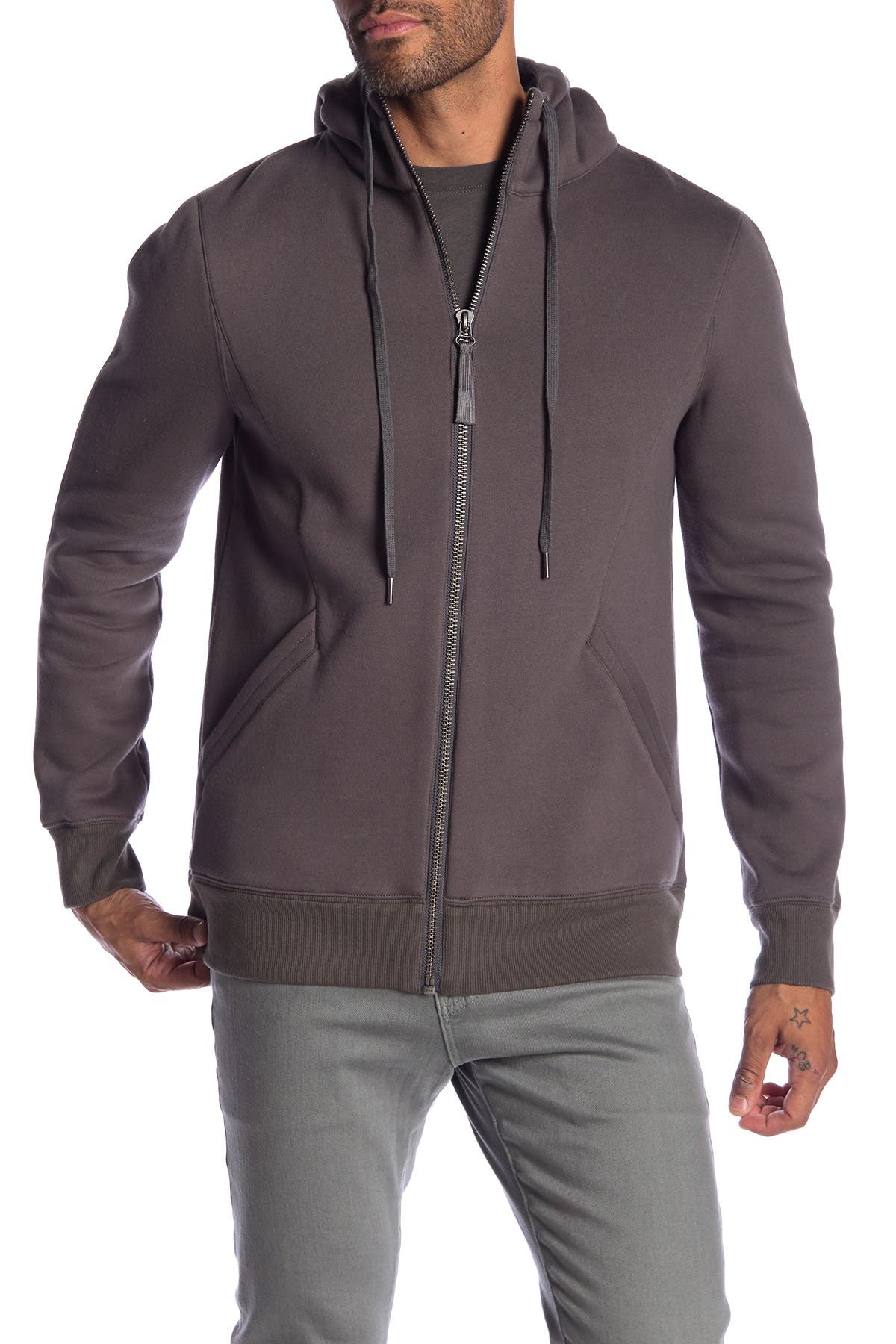 long zip front hoodie