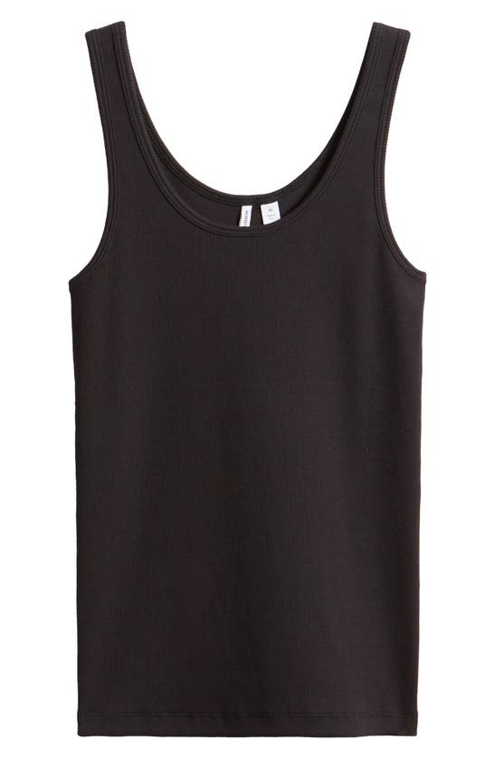 Shop Nordstrom Rib Scoop Neck Cotton Tank In Black