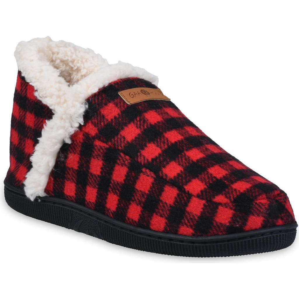 Gaahuu Buffalo Check Faux Shearling Slipper In Black/red