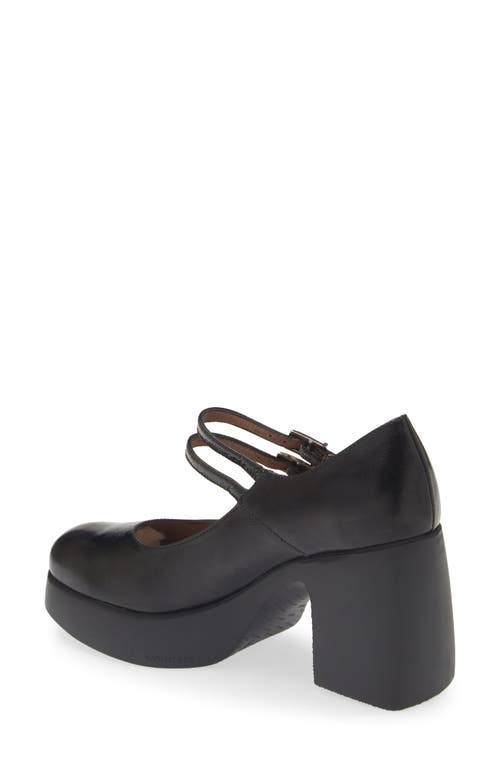 Wonders Platform Mary Jane Pump In Black Patent Leather