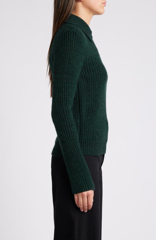 Rag & Bone Madix Wool & Alpaca Blend Sweater Polo In Dark Green