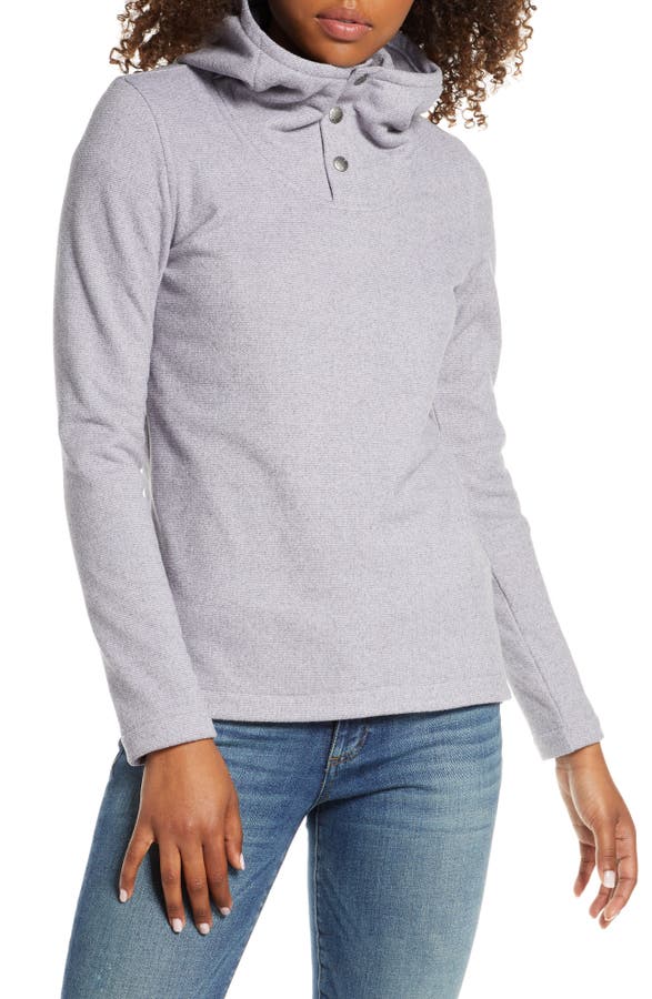 The North Face Knit Stitch Fleece Hoodie In Minimal Grey Heather