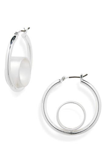 Nine West Floating Circle Hoop Earrings In White