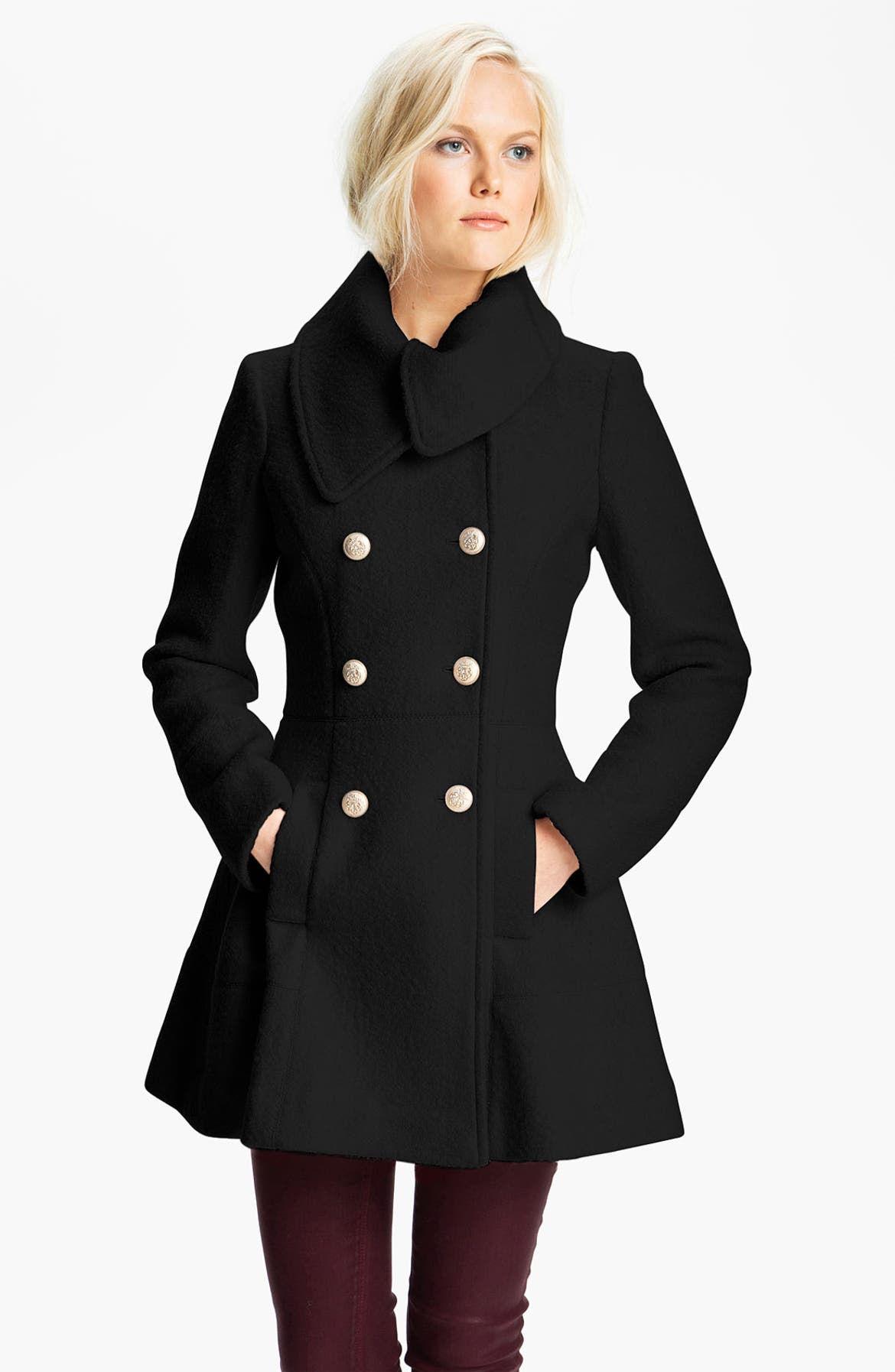 GUESS Asymmetrical Collar Bouclé Coat (Online Exclusive) | Nordstrom