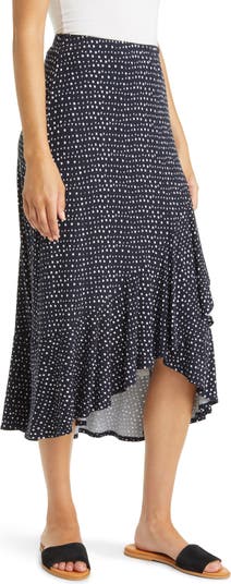 Loveappella Floral Flounce Hem Midi Skirt, Nordstrom