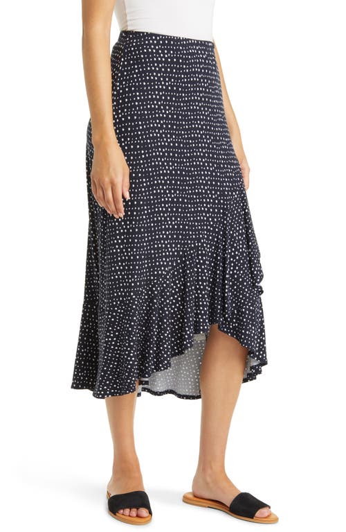 Shop Loveappella Flounce Midi Skirt In Black/ivory