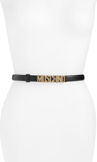Moschino Logo Skinny Leather Belt