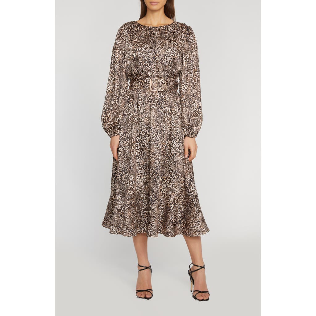 Elie Tahari The Jada Belted Animal-print Midi Dress In Mythical Leopard Print