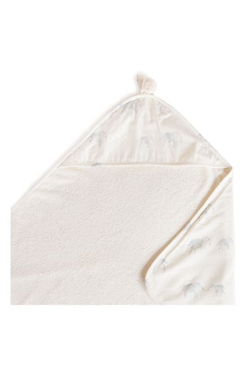 Pehr Follow Me Elephant Organic Cotton Hooded Towel In Grey
