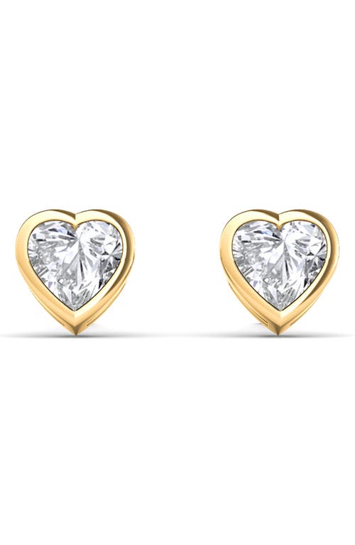 HauteCarat Lab Created Diamond Heart Stud Earrings in 18K Yellow Gold