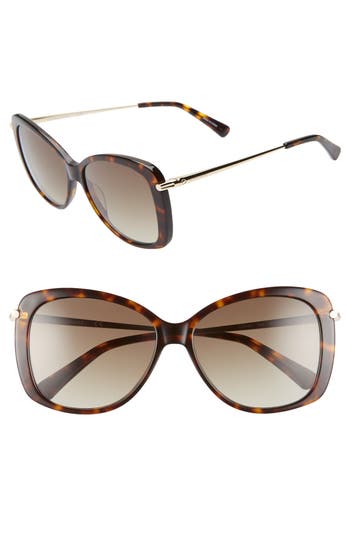 Shop Longchamp 56mm Gradient Lens Butterfly Sunglasses In Dark Havana