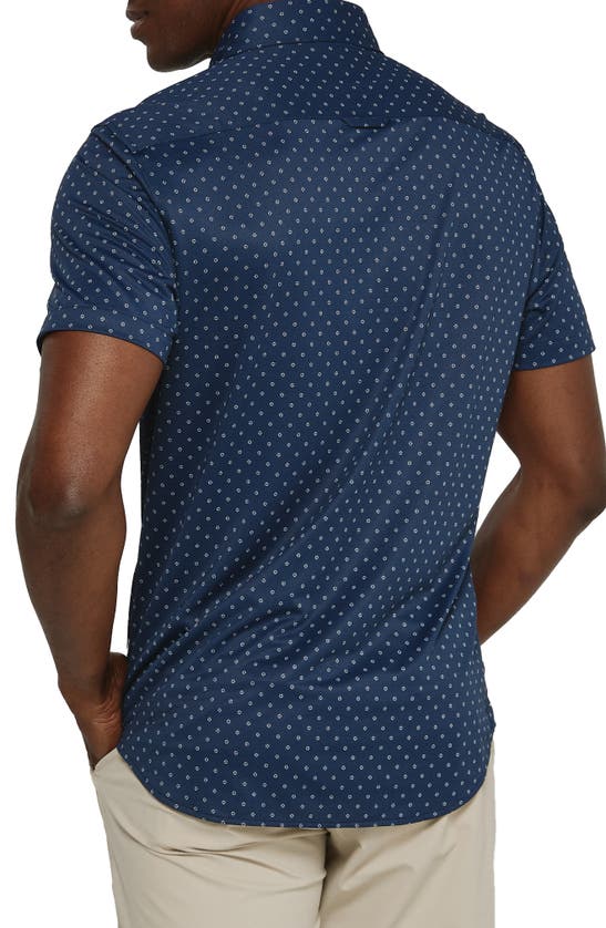 Shop 7 Diamonds Alfie Dot Print Short Sleeve Performance Button-up Shirt In Navy