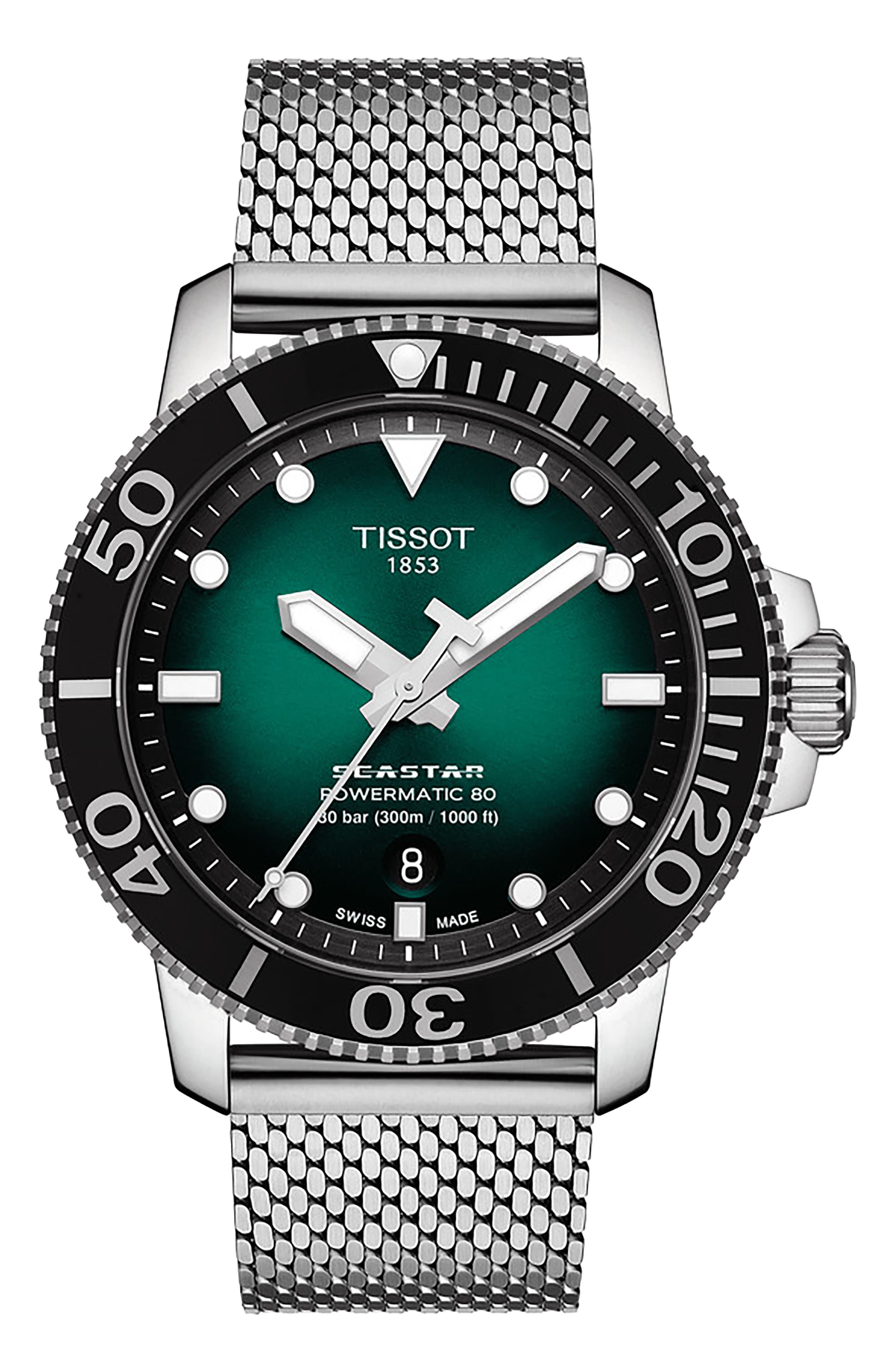Tissot Seastar 1000 Powermatic 80 Watch, Green Dial