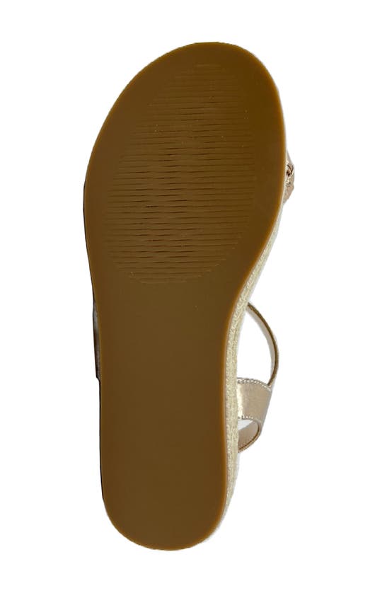 Shop Yosi Samra Kids' Miss April Ankle Strap Espadrille Platform Wedge Sandal In Light Bronze