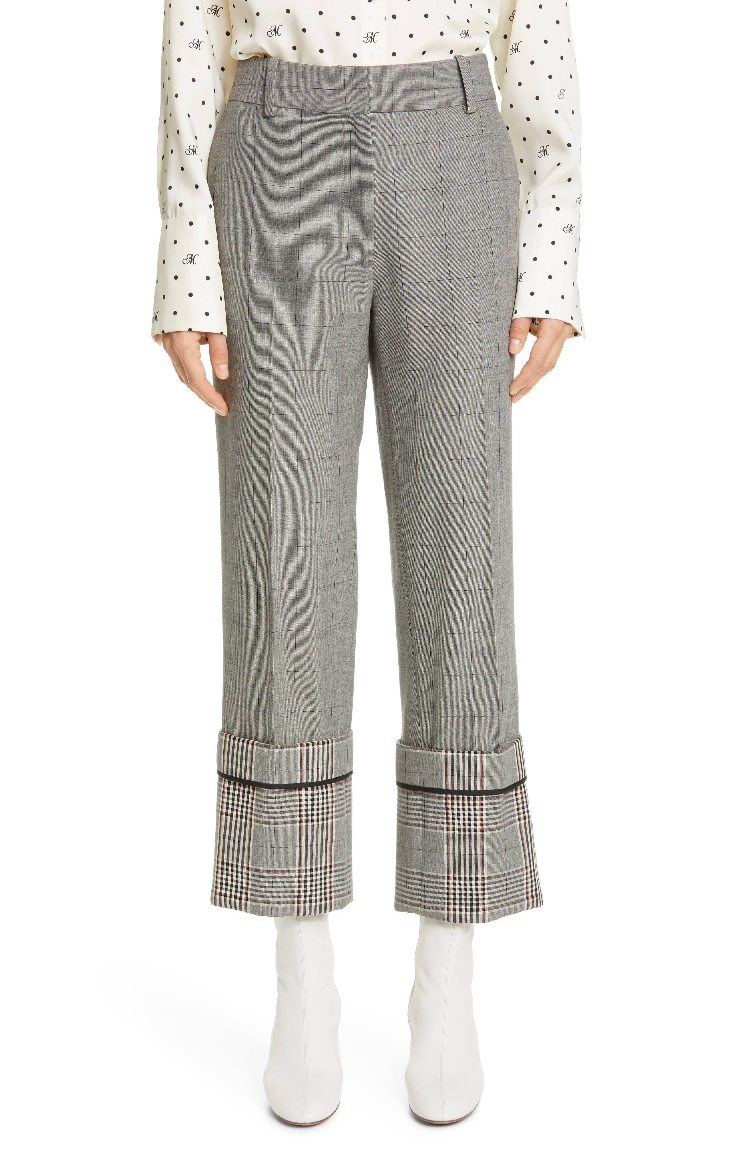 Monse Cropped Checked Wool-blend Straight-leg Pants In Black Mutli