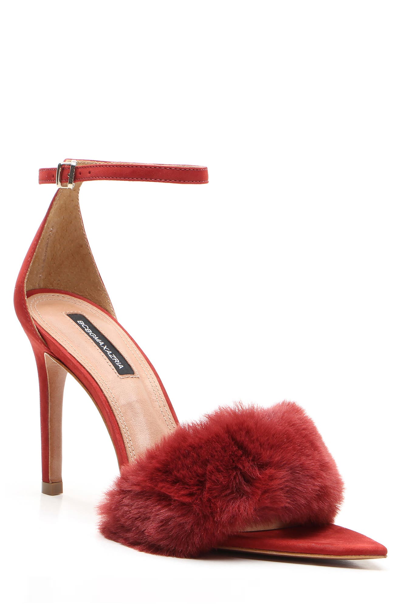 BCBGMAXAZRIA Denli Faux Fur Ankle Strap 