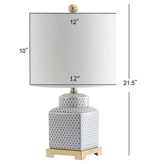 Jonathan Y Cleo Ceramic/metal Ginger Jar Led Table Lamp In White/navy