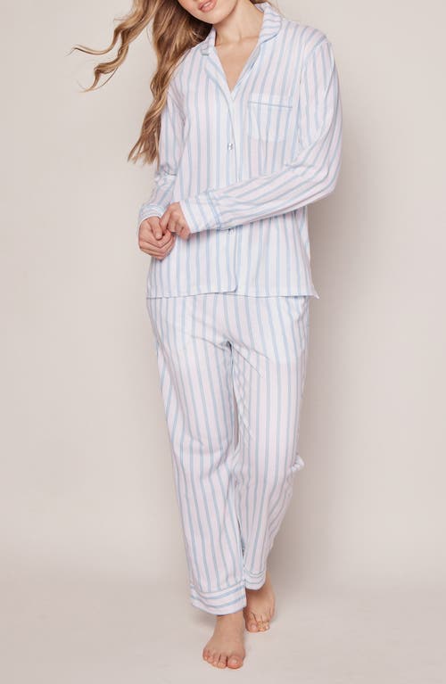 Petite Plume Stripe Pima Cotton Pajamas White at Nordstrom