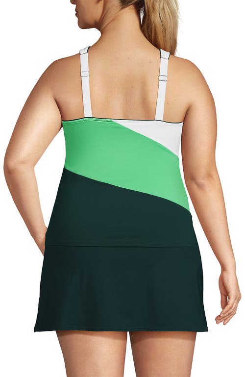 Shop Lands' End Plus Size Chlorine Resistant Square Neck Underwire Tankini Swimsuit Top In Deep Balsam/wintergreen