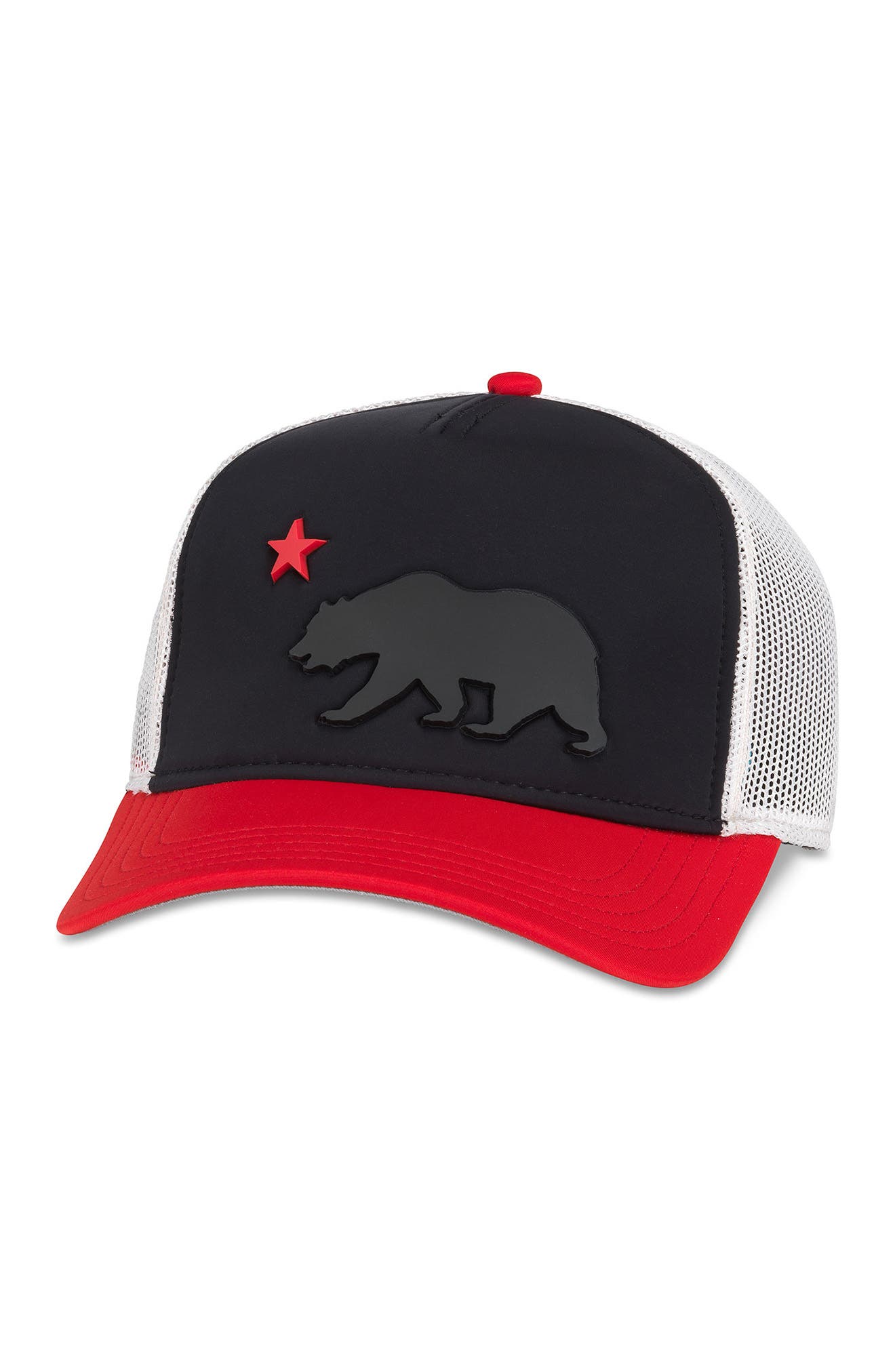 American Needle Riptide Cali Hat In Ivory-blk-red