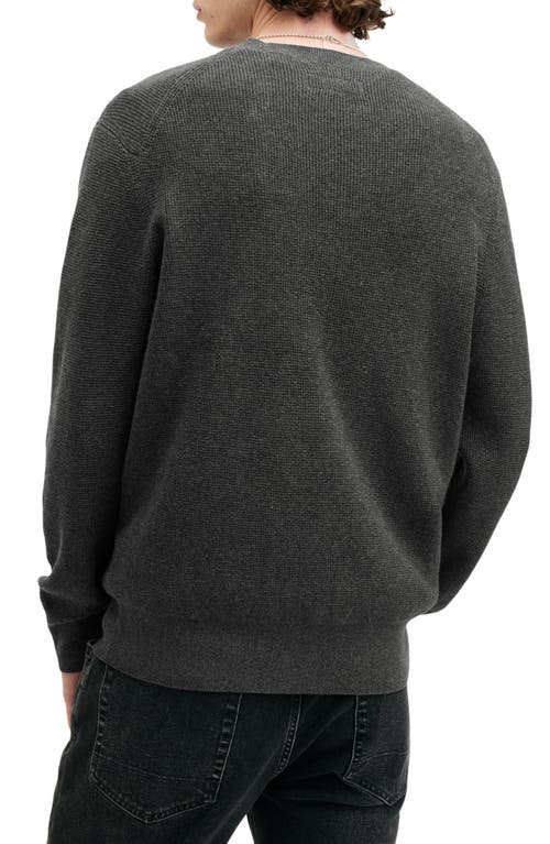 Shop Allsaints Oversize Cotton & Wool Waffle Crewneck Sweater In Carter Grey