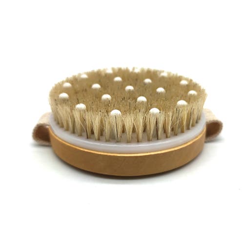 Pursonic Bath Brush And Rubber Massager With Lotus Wooden Handle In Ivory