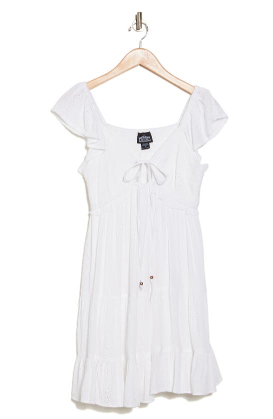 Angie Tiered Eyelet Dress In White