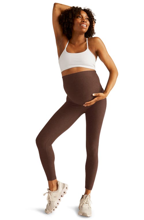 Shop Beyond Yoga Empire Waist Maternity Leggings In Bold Mocha Heather